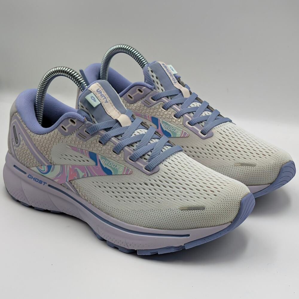 Brooks Ghost 14 Empower Her Light Grey Lilac Pastel Womens 8 Medium B (UK 6)